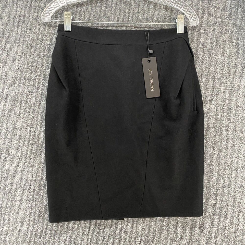 Rachel Zoe Skirt Womens 2 Black Wool Blend Straight Ladies Office Career Classy